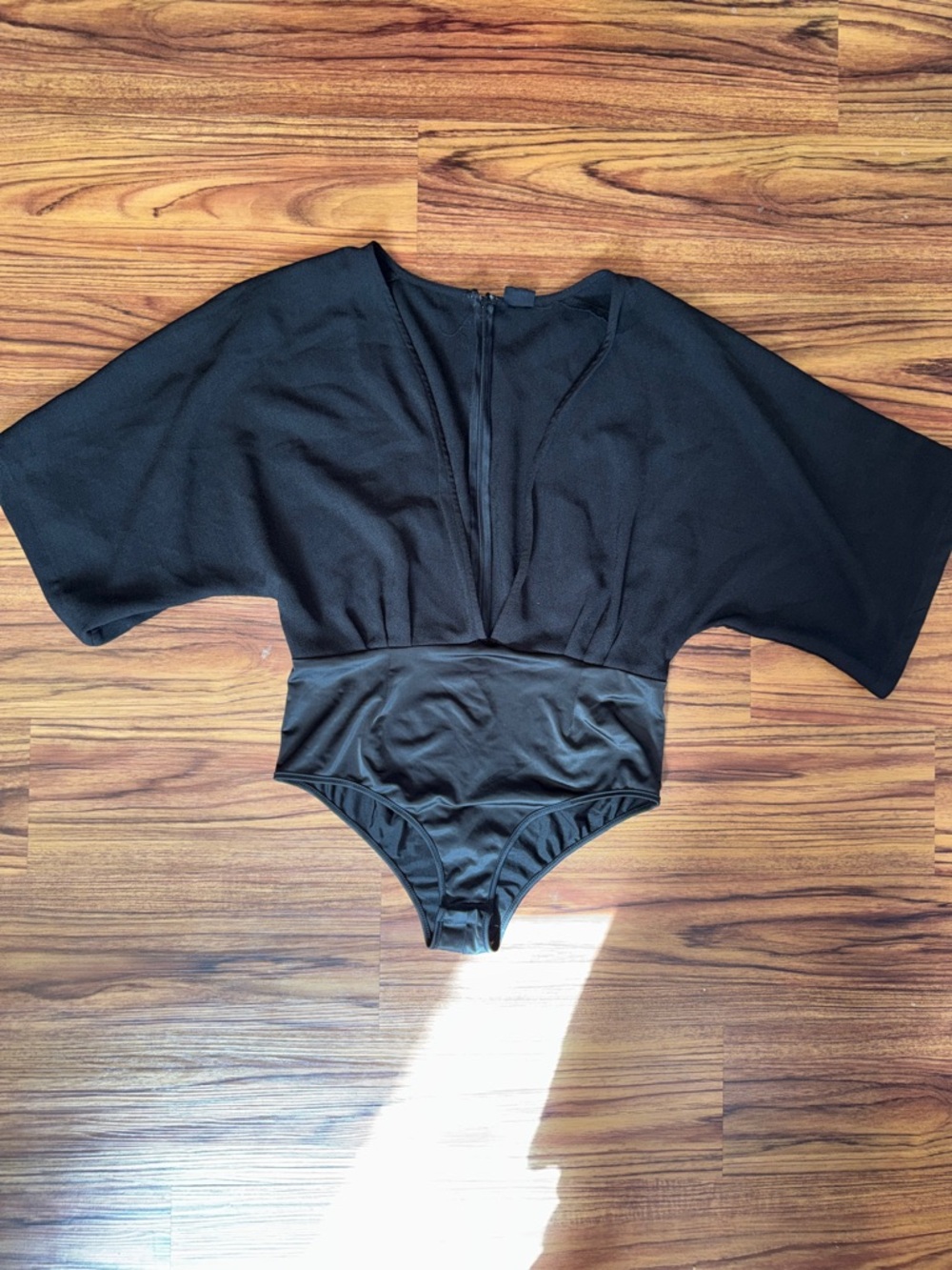 NUDE Black Draped Sleeve Bodysuit